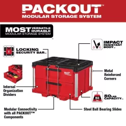 Milwaukee 1/2 in. Drive SAE/Metric Mechanics Tool Set (47-Piece) with PACKOUT 2-Drawer Tool Box