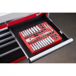 Milwaukee 1/2 in. Drive SAE/Metric Ratchet and Socket Mechanics Tool Set with 1/2 in. Drive 18 in. Extended Ratchet (48-Piece)