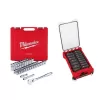 Milwaukee 1/2 in. Drive SAE/Metric Ratchet & Socket Tool Set & 1/2 in. Drive Metric Deep Well PACKOUT Impact Socket Set (63-Piece)