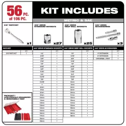 Milwaukee 3/8 in. and 1/4 in. Drive SAE/Metric Mechanics Tool Set (106-Piece) with PACKOUT Drawer Kit