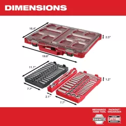 Milwaukee 3/8 in. 1/4 in. and 1/2 in. Drive SAE/Metric Ratchet and Socket Mechanics Tool Set with Packout Case (153-Piece)