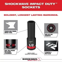 Milwaukee Shockwave 1/4 in. 3/8 in. Drive Deep Well Impact/Chrome Ratchet Socket Set with Packout (132-Piece)