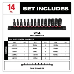Milwaukee Shockwave 1/4 in. 3/8 in. Drive Deep Well Impact/Chrome Ratchet Socket Set with Packout (132-Piece)