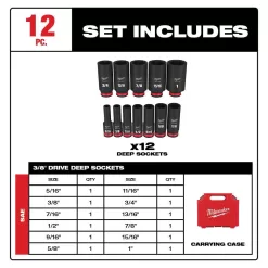 Milwaukee Shockwave 1/4 in. 3/8 in. Drive Deep Well Impact/Chrome Ratchet Socket Set with Packout (132-Piece)