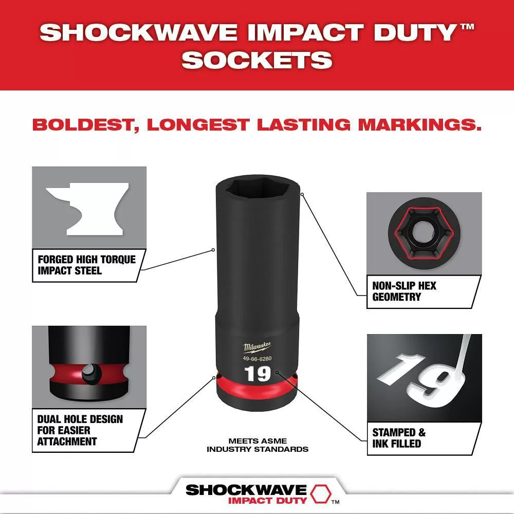 Milwaukee SHOCKWAVE 1/2 in. & 3/8 in. Drive Metric/SAE 6 Point Impact Socket Set (72-Piece)