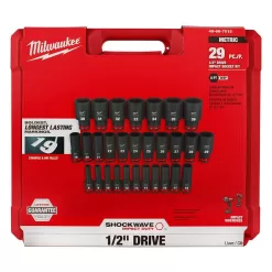 Milwaukee SHOCKWAVE 1/2 in. & 3/8 in. Drive Metric/SAE 6 Point Impact Socket Set (72-Piece)
