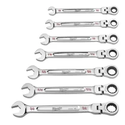Milwaukee 144-Position Flex-Head Ratcheting Combination Wrench Set SAE and METRIC (14-Piece)