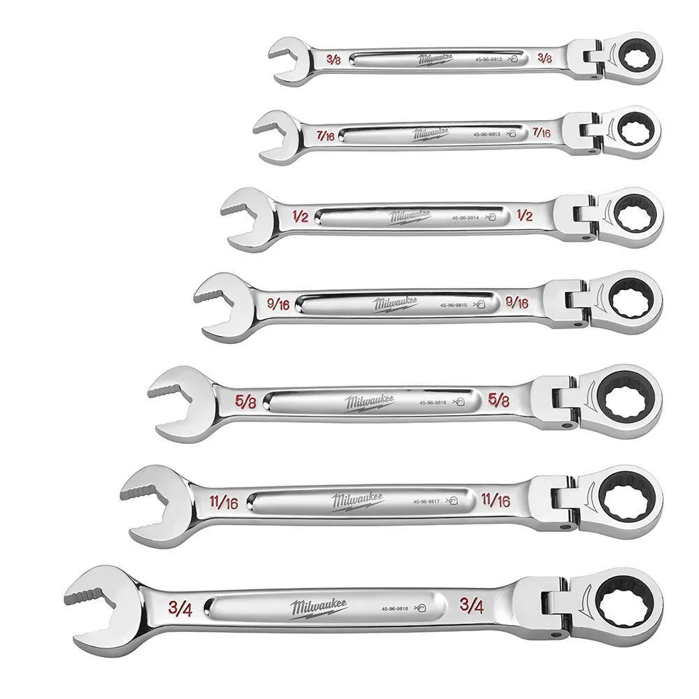 Milwaukee 144-Position Flex-Head Ratcheting Combination Wrench Set SAE and METRIC (14-Piece)