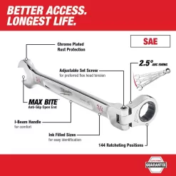Milwaukee 144-Position Flex-Head Ratcheting Combination Wrench Set SAE and METRIC (14-Piece)