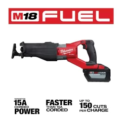 Milwaukee 2722-21HD M18 FUEL 18V Lithium-Ion Brushless Cordless SUPER SAWZALL Orbital Reciprocating Saw Kit w/(1) 12.0 Ah Battery