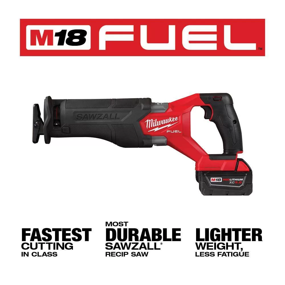 Milwaukee M18 FUEL GEN-2 18V Lithium-Ion Brushless Cordless SAWZALL Reciprocating Saw w/M18 1/2 in. Impact Wrench