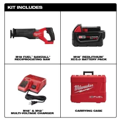 Milwaukee 2821-21-2836-20 M18 FUEL 18V Lithium-Ion Brushless Cordless SAWZALL Reciprocating Saw Kit W/Oscillating Multi-Tool