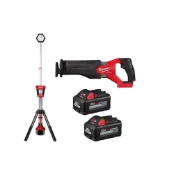 Milwaukee M18 FUEL GEN-2 18-Volt Lithium-Ion Brushless Cordless SAWZALL w/Tower Light, Two 6 Ah HO Batteries