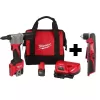 Milwaukee 2550-22-2415-20 M12 12-Volt Lithium-Ion Cordless Rivet Tool Kit with Free M12 Right Angle Drill