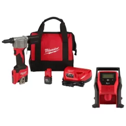 Milwaukee 2550-22-2475-20 M12 12-Volt Lithium-Ion Cordless Rivet Tool Kit W/M12 Compact Inflator