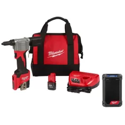 Milwaukee 2550-22-2951-20 M12 12-Volt Lithium-Ion Cordless Rivet Tool Kit W/M12 Bluetooth/AM/FM Jobsite Radio with Charger