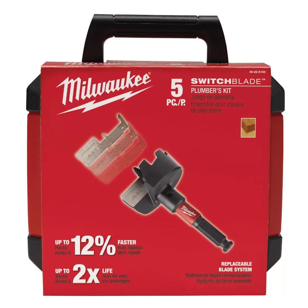 Milwaukee 49-22-5100-49-22-5100-49-22-5100 SWITCHBLADE Plumbers Selfeed Bits Set (15-Piece)