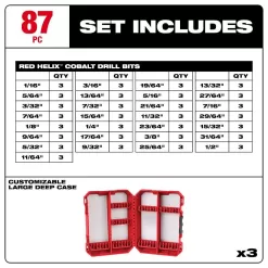 Milwaukee 48-89-2332-48-89-2332-48-89-2332 Cobalt Red Helix Drill Bit Set for Drill Drivers (87-Piece)