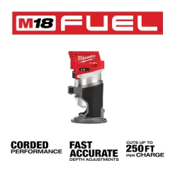 Milwaukee M18 FUEL 18V Lithium-Ion Brushless Cordless Compact Router with (1) 5.0Ah Battery & Charger