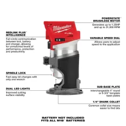 Milwaukee M18 FUEL 18V Lithium-Ion Brushless Cordless Compact Router w/Two 6.0 Ah Battery and Charger