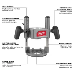 Milwaukee 2838-21 M18 FUEL 18-Volt Lithium-Ion Cordless Brushless 1/2 in. Router Plunge Base Kit