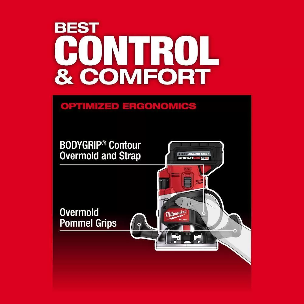 Milwaukee 2838-21 M18 FUEL 18-Volt Lithium-Ion Cordless Brushless 1/2 in. Router Plunge Base Kit