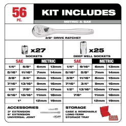 Milwaukee Combination SAE/Metric Wrench Mechanics Tool Set with SAE/Metric Ratchet and Socket Mechanics Tool Set (183-Piece)