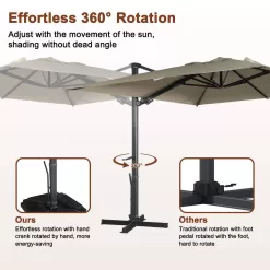 Mondawe 10 ft. x 13ft. Aluminum Cantilever Outdoor Patio Umbrella Bluetooth Atmosphere Light 360-Degree Rotationin Taupe w/Base