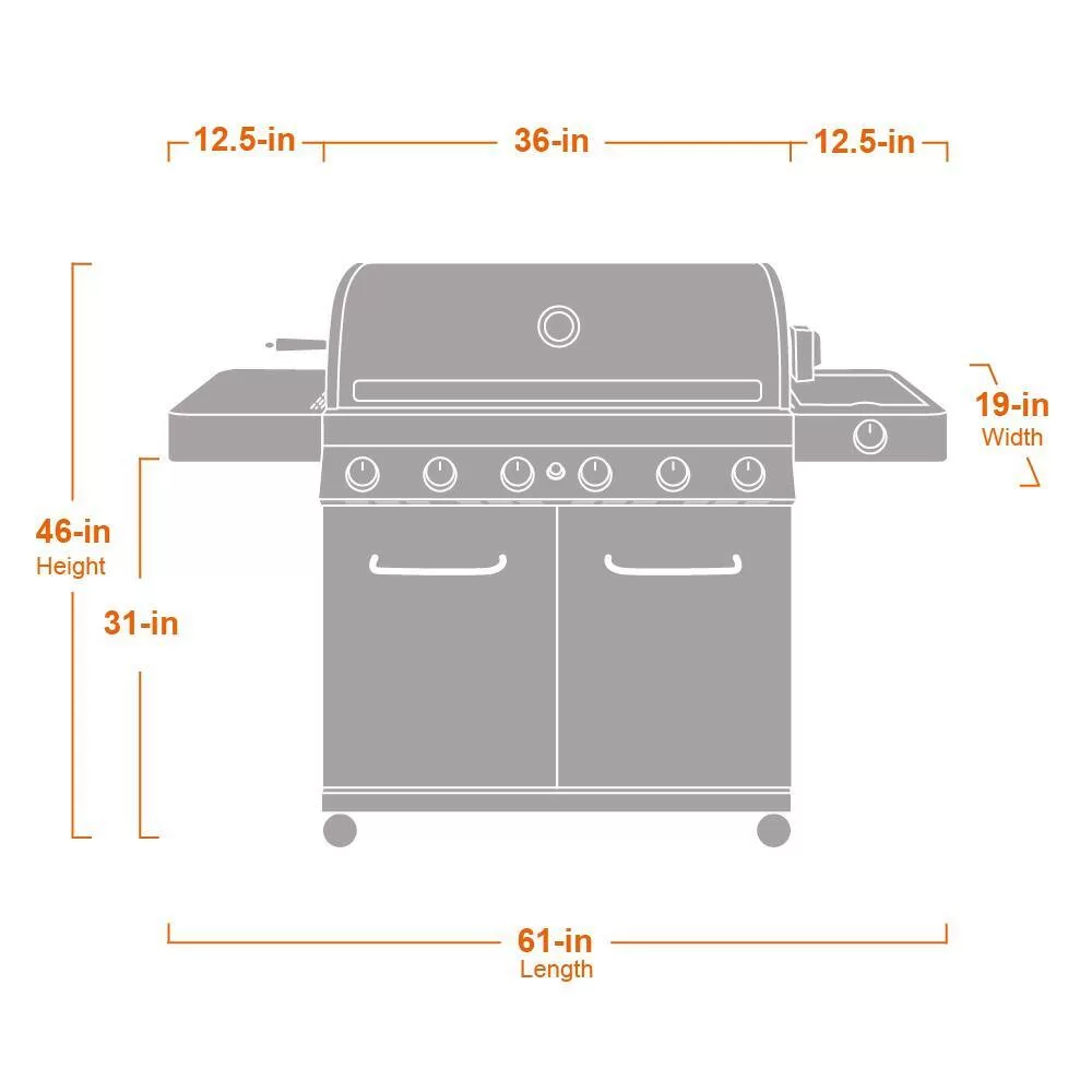 Monument Grills 77352 6-Burner Propane Gas Grill in Stainless with LED Controls, Side Burner and Rotisserie Kit