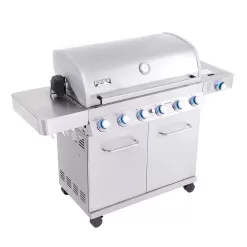 Monument Grills 77352 6-Burner Propane Gas Grill in Stainless with LED Controls, Side Burner and Rotisserie Kit