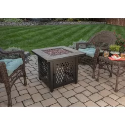 Endless Summer GAD1429SP 30 in. W Steel Frame Slate Tile Mantel LP Gas Fire Pit with Electronic Ignition and Lava Rock