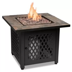 Endless Summer GAD1429SP 30 in. W Steel Frame Slate Tile Mantel LP Gas Fire Pit with Electronic Ignition and Lava Rock