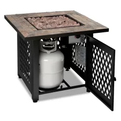 Endless Summer GAD1429SP 30 in. W Steel Frame Slate Tile Mantel LP Gas Fire Pit with Electronic Ignition and Lava Rock