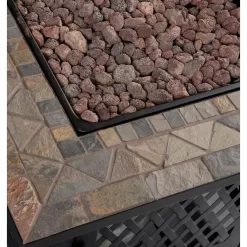 Endless Summer GAD1429SP 30 in. W Steel Frame Slate Tile Mantel LP Gas Fire Pit with Electronic Ignition and Lava Rock