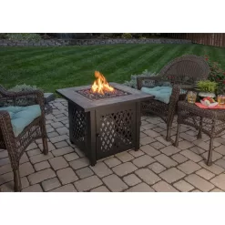 Endless Summer GAD1429SP 30 in. W Steel Frame Slate Tile Mantel LP Gas Fire Pit with Electronic Ignition and Lava Rock