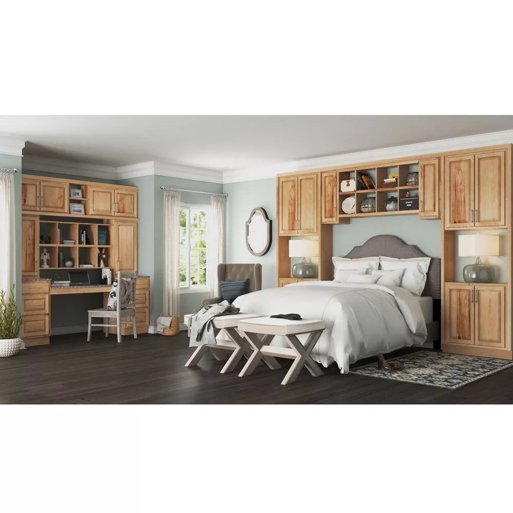 Hampton Bay Hampton 18 in. W x 24 in. D x 34.5 in. H Assembled Pull Out Waste Bin Base Kitchen Cabinet in Natural Hickory