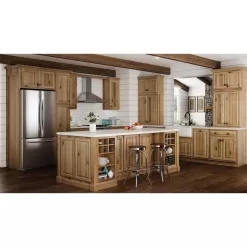 Hampton Bay Hampton 18 in. W x 24 in. D x 34.5 in. H Assembled Pull Out Waste Bin Base Kitchen Cabinet in Natural Hickory