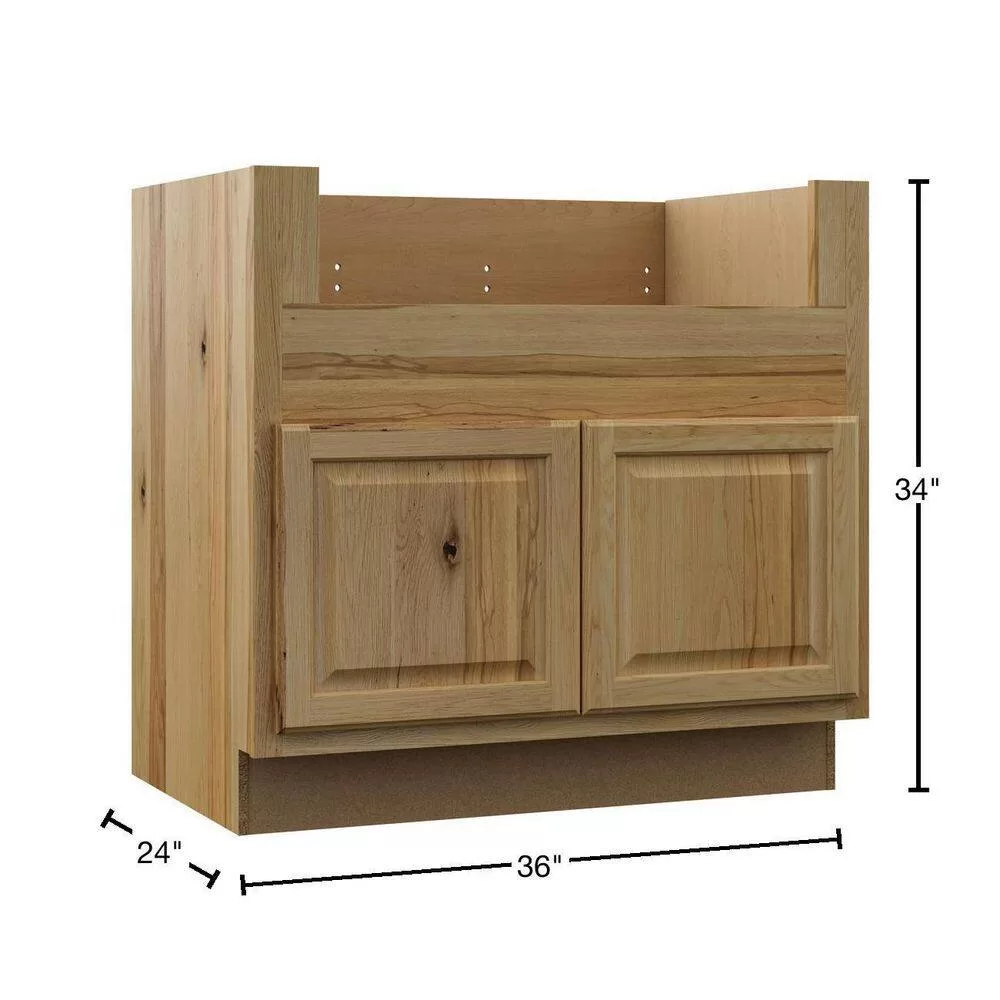 Hampton Bay Hampton 36 in. W x 24 in. D x 34.5 in. H Assembled Apron-Front Sink Base Kitchen Cabinet in Natural Hickory