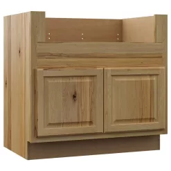 Hampton Bay Hampton 36 in. W x 24 in. D x 34.5 in. H Assembled Apron-Front Sink Base Kitchen Cabinet in Natural Hickory