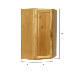 Hampton Bay Hampton 24 in. W x 12 in. D x 42 in. H Assembled Diagonal Corner Wall Kitchen Cabinet in Natural Hickory