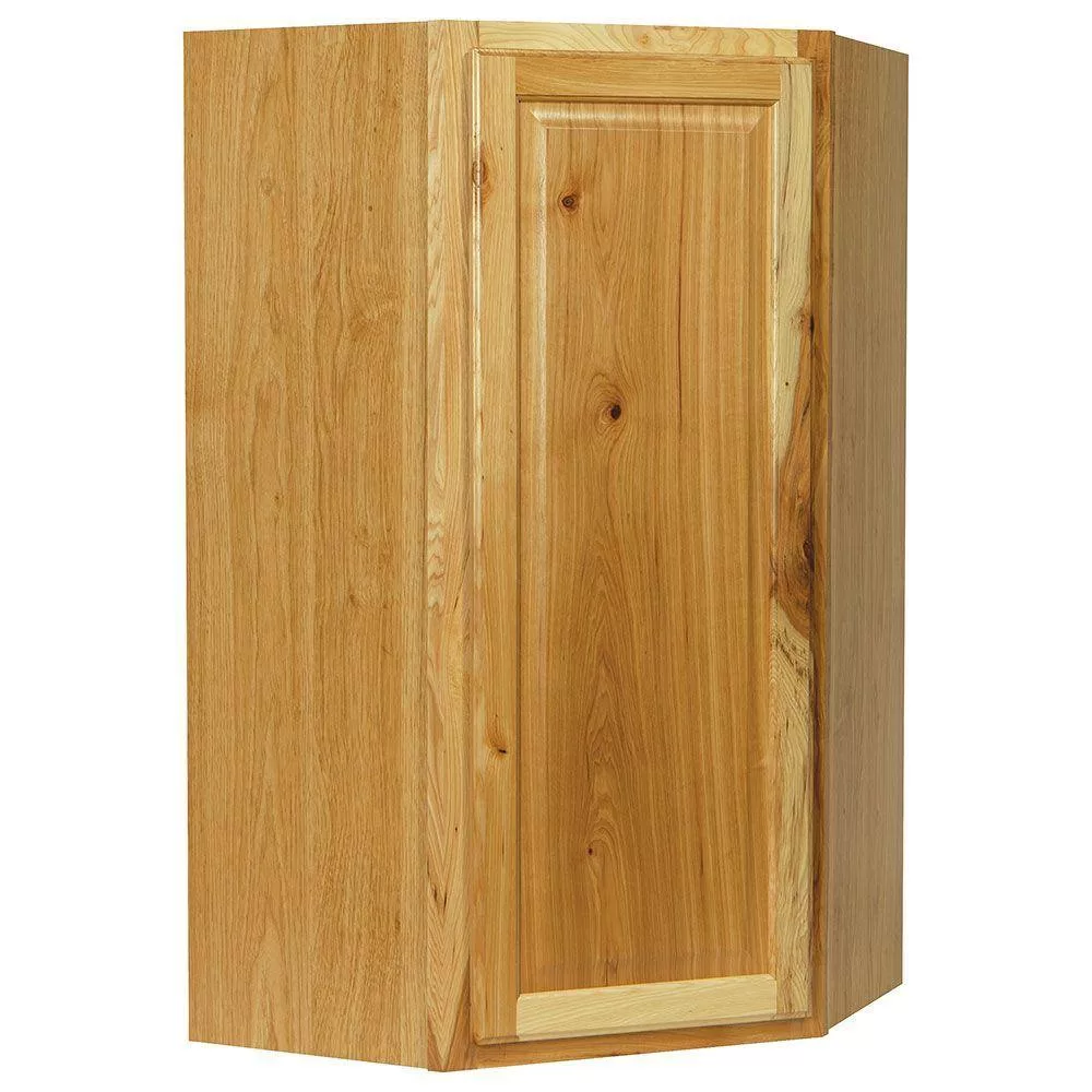 Hampton Bay Hampton 24 in. W x 12 in. D x 42 in. H Assembled Diagonal Corner Wall Kitchen Cabinet in Natural Hickory