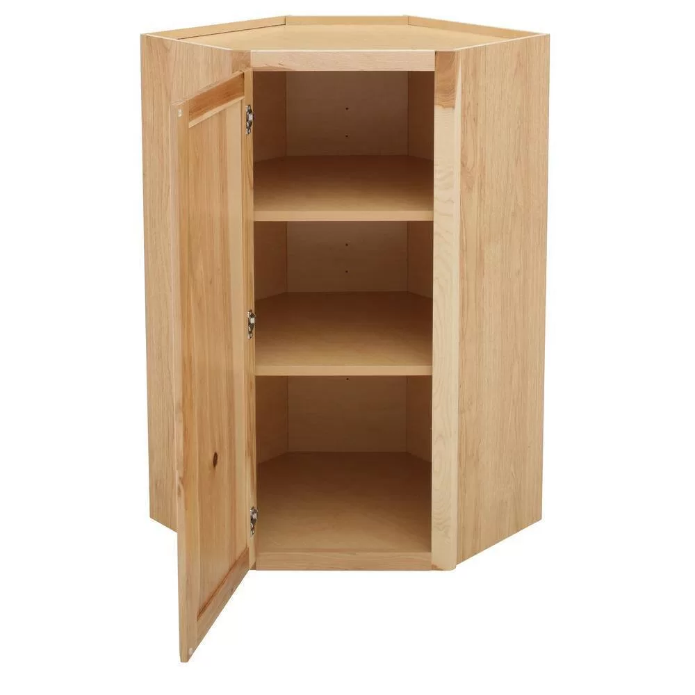 Hampton Bay Hampton 24 in. W x 12 in. D x 42 in. H Assembled Diagonal Corner Wall Kitchen Cabinet in Natural Hickory
