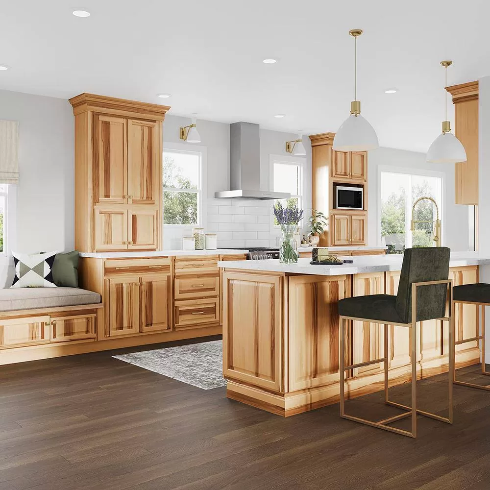 Hampton Bay Hampton 24 in. W x 12 in. D x 42 in. H Assembled Diagonal Corner Wall Kitchen Cabinet in Natural Hickory