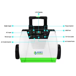 NATURE'S GENERATOR HKNGGN 1800-Watt/2880W Peak Push Button Start Solar Powered Portable Generator with Cart