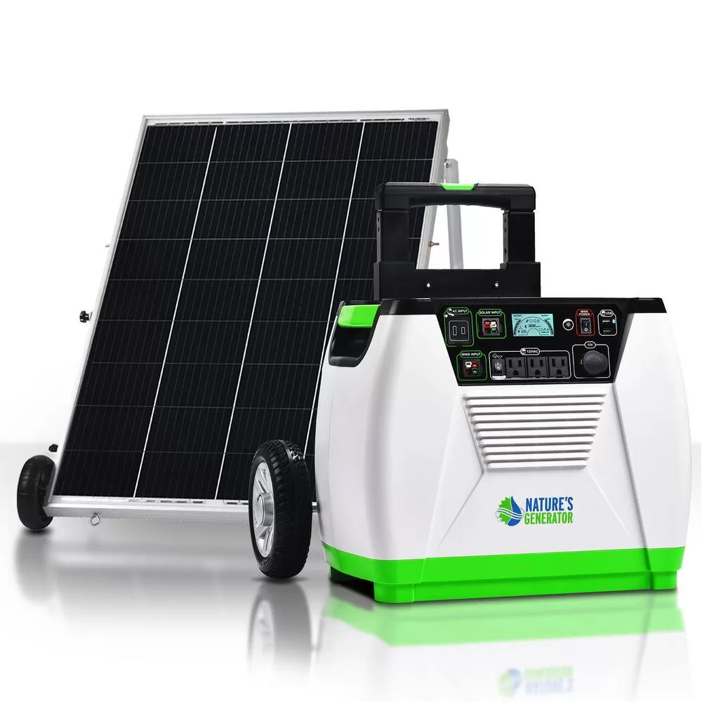 NATURE'S GENERATOR GXNGAU 1800-Watt/2880W Peak Push Button Start Solar Powered Portable Generator with One 100W Solar Panel