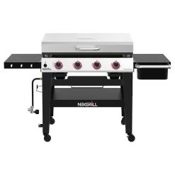 Nexgrill 720-1058 Daytona 4-Burner Propane Gas Grill 36 in. Flat Top Griddle in Black with Stainless Steel Lid