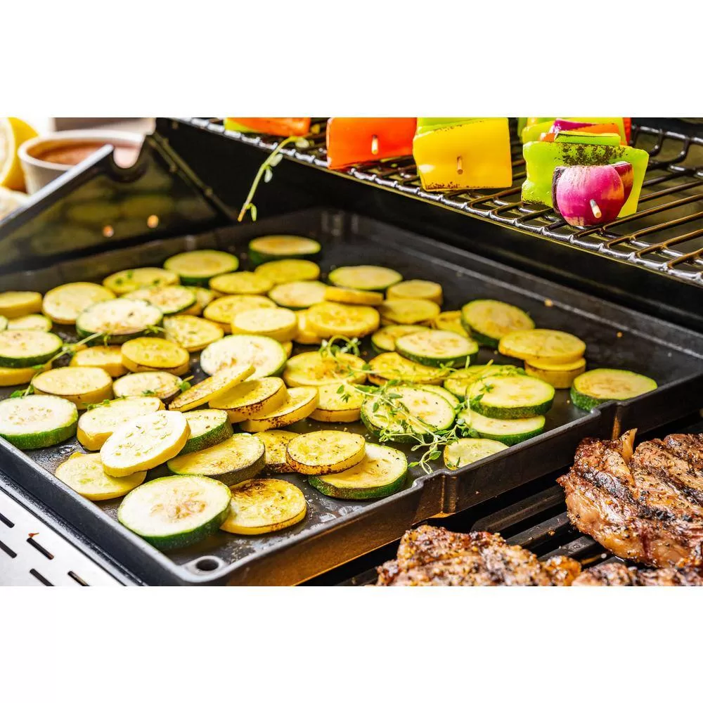 Nexgrill 730-0958HE Deluxe 4-Burner Natural Gas Grill in Black with Ceramic Searing Side Burner and Gourmet Plus Cooking System