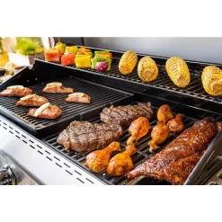 Nexgrill 730-0958HE Deluxe 4-Burner Natural Gas Grill in Black with Ceramic Searing Side Burner and Gourmet Plus Cooking System
