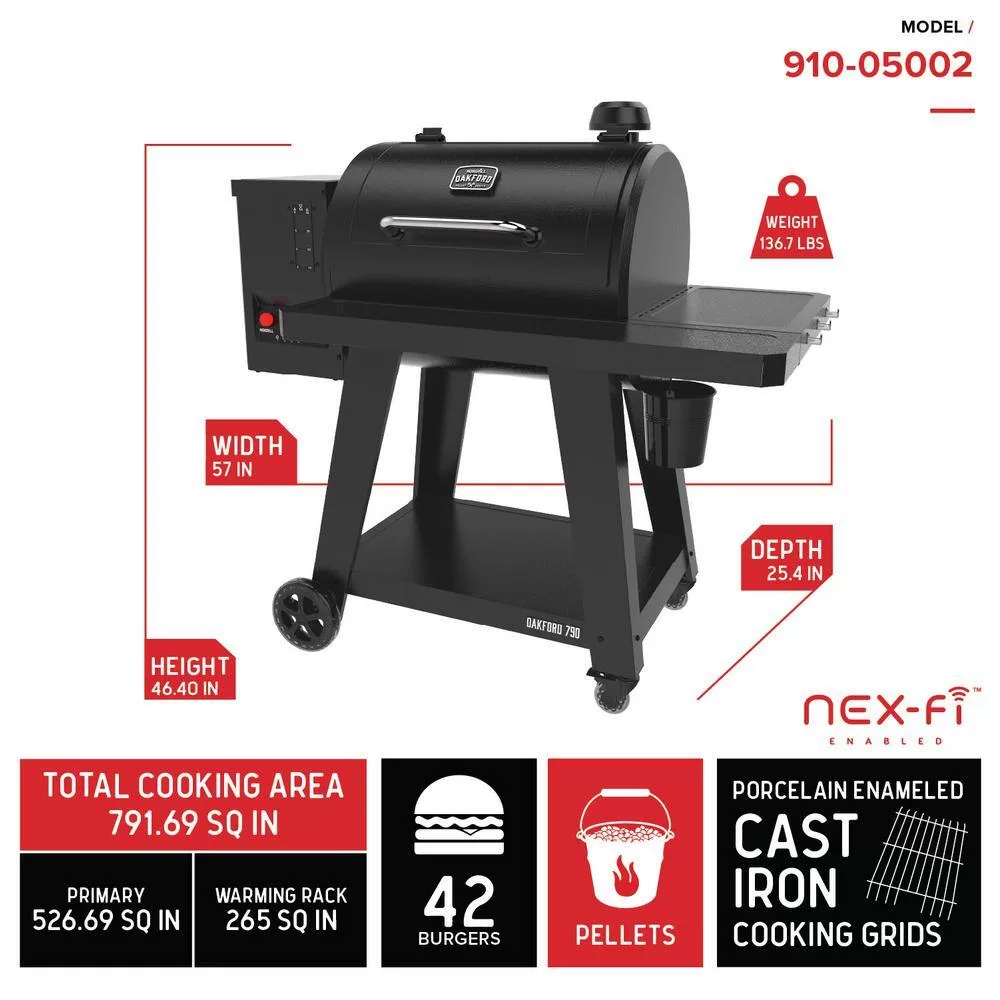 Nexgrill 910-05002 Oakford 790 Wifi Pellet Grill Smoker in Black