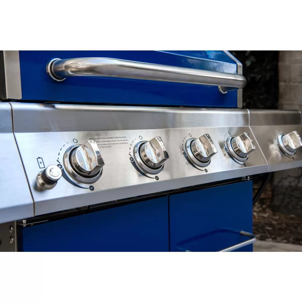 Nexgrill 720-0830HM 4-Burner Propane Gas Grill in Blue with Side Burner